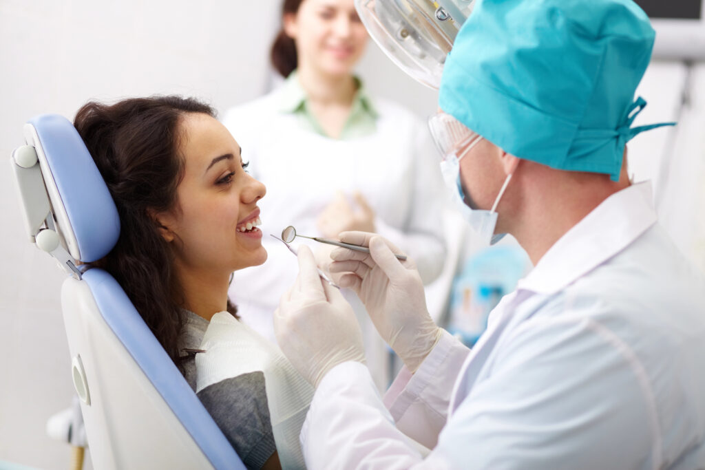 Patient having a dental exam.